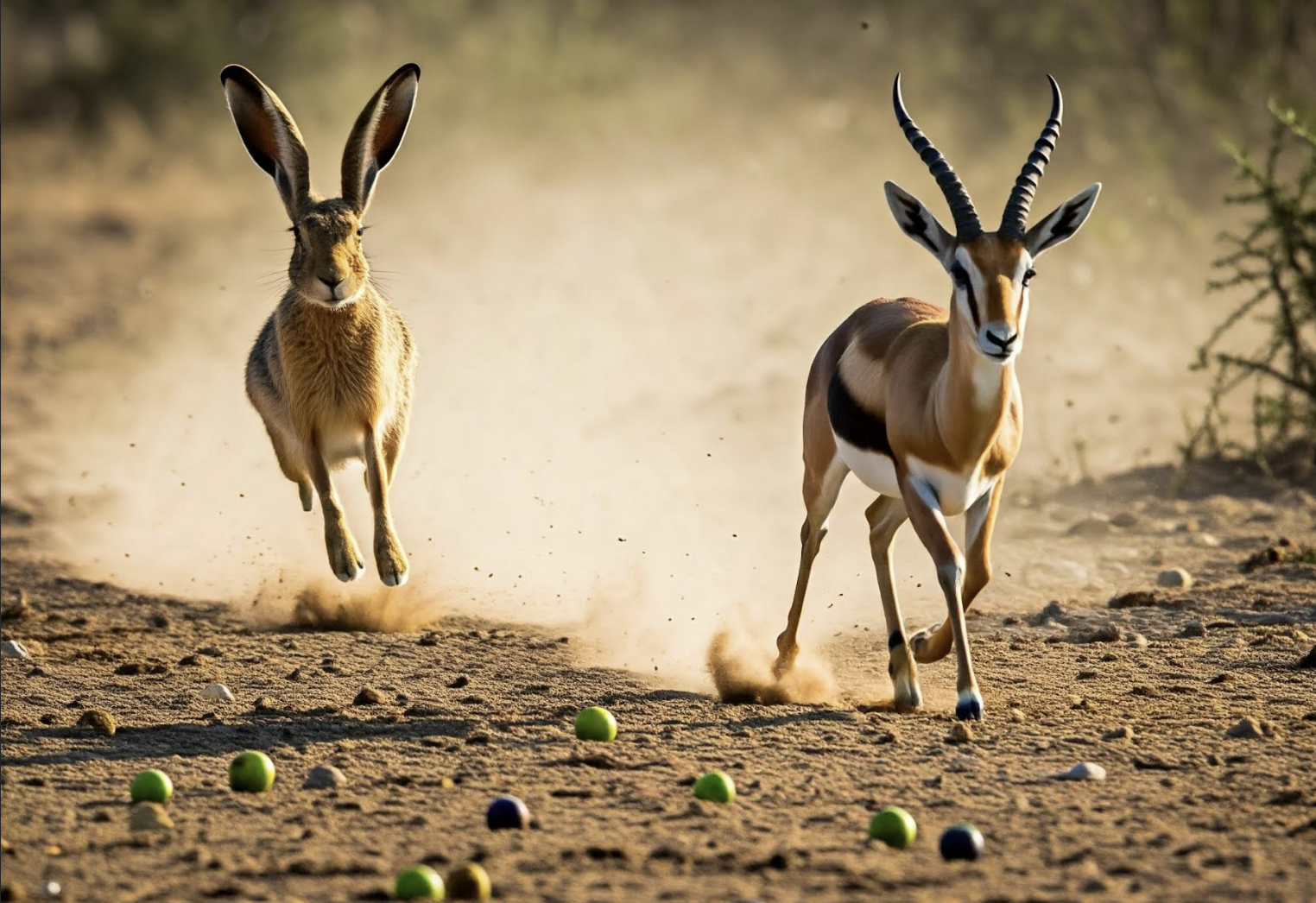 Illustration: Hare, Antelope, and Plums. AI Generated Illustration: Hare, Antelope, and Plums. AI Generated